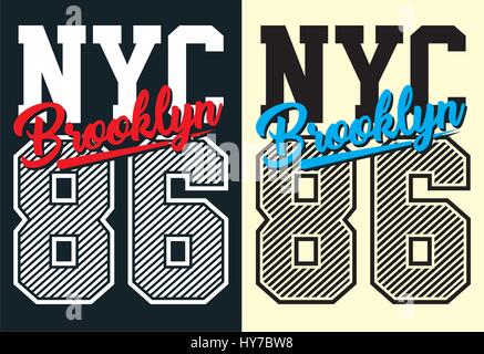 Design Tipografia new york brooklyn, vettore. Illustrazione Vettoriale