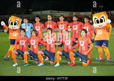 Saitama, Giappone. 1 apr, 2017. Omiya Ardija Team Group Line-Up Calcetto : 2017 J1 League match tra Omiya Ardija 0-1 Kashima palchi a NACK5 Stadium Omiya a Saitama, Giappone . Credito: Jun Tsukida AFLO/sport/Alamy Live News Foto Stock