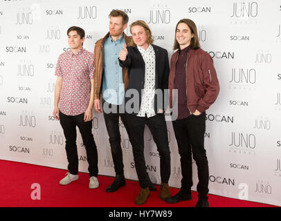 Ottawa, Canada. 1 Aprile, 2017. Bleeker sul 2017 Juno Awards Gala Red Carpet Credito: Bobby Singh/Alamy Live News Foto Stock