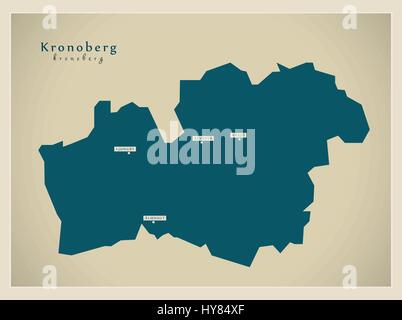 Mappa moderno - Kronoberg SE Illustrazione Vettoriale