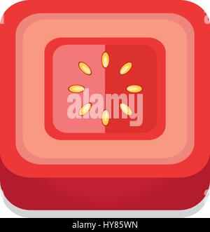 Pomodoro quadrato 3D Design del pulsante Colore rosso Illustrazione Vettoriale