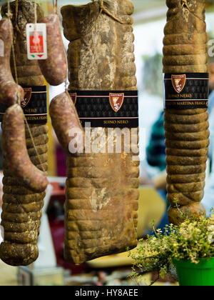 Si spegne e i produttori di salumi da re, prosciutto culatello e salumi, Re dei Salumi food festival a Parma, Italia, 1 - 3 Aprile 2017 Foto Stock