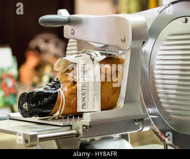 Si spegne e i produttori di salumi da re, prosciutto culatello e salumi, Re dei Salumi food festival a Parma, Italia, 1 - 3 Aprile 2017 Foto Stock