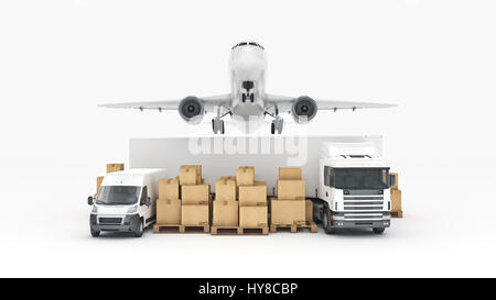 World Wide cargo transport concept. Il rendering 3D Foto Stock