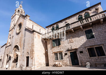 Cattedrale romanico-gotica di San Marco, Sveti Marko cattedrale, Korčula, Croacia Foto Stock