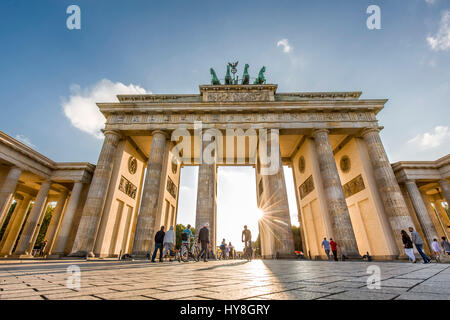 Porta di Brandeburgo Pariser Platz, Berlin-Mitte, Berlino, Germania Foto Stock