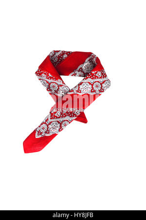 Fazzoletto rosso bandana con un pattern, isolata. Foto Stock
