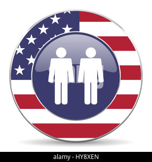 Giovane usa web design american round icona internet con ombra su sfondo bianco. Foto Stock