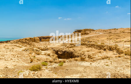 Vista sulle rovine della fortezza di Masada - Judaean Desert, Israele Foto Stock