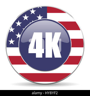 4k usa web design american round icona internet con ombra su sfondo bianco. Foto Stock