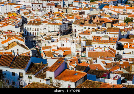 Aracena visto da sopra. Aracena Huelva, Andalusia, Spagna, Europa Foto Stock