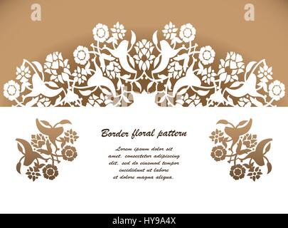 Taglio Laser arabesque floreale ornamento vettore di pattern. Taglio del modello di invito a nozze, biglietto di auguri. Modello di Silhouette stampa, incisione laser, Illustrazione Vettoriale