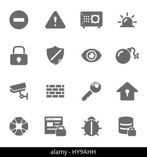 Vector nero icone di sicurezza impostato su sfondo bianco Illustrazione Vettoriale