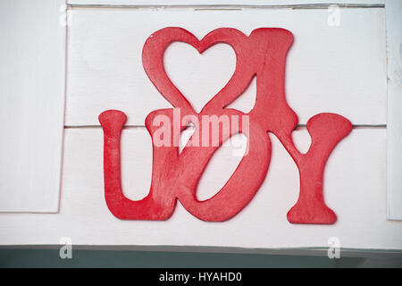 Parole di legno "ti amo" Foto Stock