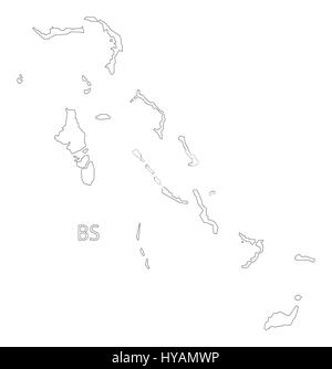 Bahamas delineano silhouette illustrazione della mappa Illustrazione Vettoriale