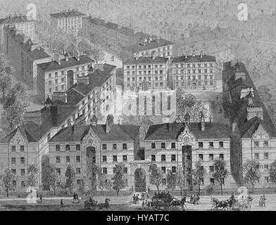 Peabody Square Model Dwellings, un complesso di edilizia residenziale sociale su Blackfriars Road a Southwark, Londra, tipico delle prime costruzioni del Peabody Trust e delle abitazioni sociali londinesi precedenti alla Prima Guerra Mondiale. Foto Stock