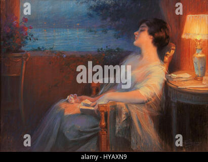 "Il Murmur del Mare" di Delphin Enjolras è uno splendido paesaggio marino che cattura il movimento dinamico dell'oceano e la bellezza naturale dell'ambiente costiero. Il dipinto mostra la maestria di luce e colore di Enjolras, evocando un senso di serenità e grandezza. Foto Stock
