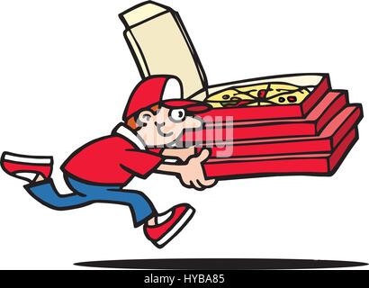 Pizza consegna l'uomo. illustrazione vettoriale. Illustrazione Vettoriale