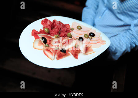 Piatto di Salumi Foto Stock