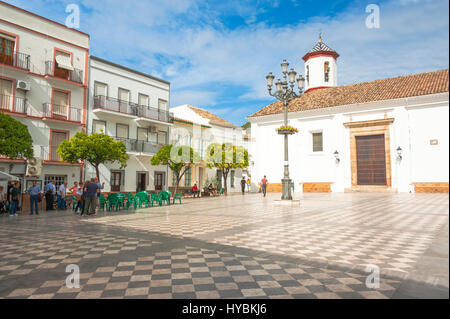 Plaza Generale Franco in Ubrique, provincia di Cádiz, il più grande della città bianca, Pueblos Blancos di Andalusia, Spagna Foto Stock