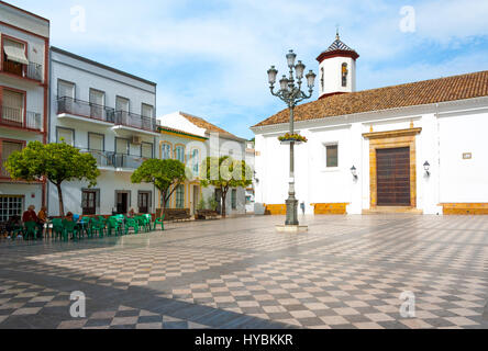 Plaza Generale Franco in Ubrique, provincia di Cádiz, il più grande della città bianca, Pueblos Blancos di Andalusia, Spagna Foto Stock