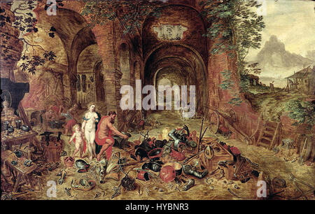 *Fire* di Gerard Hoet è un dipinto che probabilmente raffigura una scena drammatica che coinvolge fiamme, attraverso una narrazione storica o allegorica. Il lavoro di Hoet spesso si occupa di grandi temi e narrazione visiva. Foto Stock