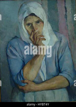 "Portret de taranca" di Aurel Baesu è un dipinto che raffigura una donna rurale della campagna rumena, che mostra l'abito tradizionale e l'identità culturale della popolazione rurale all'inizio del XX secolo. Foto Stock