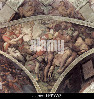 Questa immagine rappresenta un'opera di Michelangelo Buonarroti, scultore e pittore del Rinascimento italiano. Conosciuto per la sua padronanza della forma umana, l'opera di Michelangelo rivoluzionò l'arte durante il periodo rinascimentale. Foto Stock