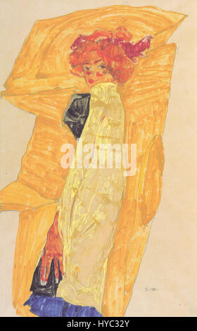 Egon Schiele Gerti ockerfarbener vor Draperie 1910 Foto Stock