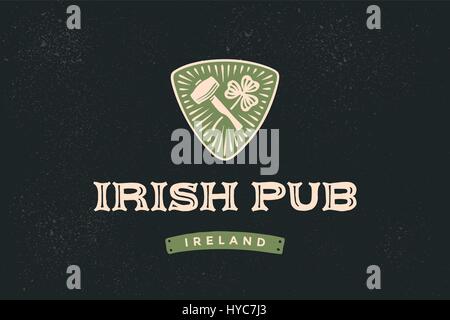 Classico in stile retrò etichetta per Pub Irlandese Illustrazione Vettoriale