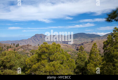 Centrale di Gran Canaria, area protetta della Riserva Naturale Integrale Inagua, vista sul plateau de Acusa verso Altavista Foto Stock