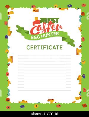 Il miglior uovo di pasqua hunter modello di certificato. Un telaio realizzato di conigli, uova e fiori in erba. Telaio, per la concessione di un certificato, eseguito su un tema di Pasqua Illustrazione Vettoriale