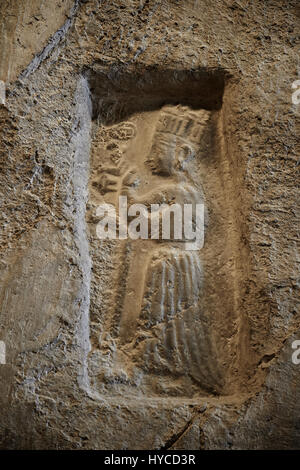 Hittita statue di divinità a Yazilikaya Sancutary [ cioè scritta riock ], Hattusa, Turchia. Il più grande conosciuto Hittita santuario. Xii - 13t Foto Stock
