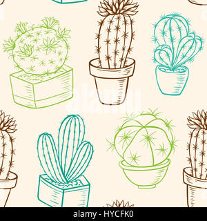 Vintage modello senza soluzione di continuità con il cactus in vaso Foto Stock