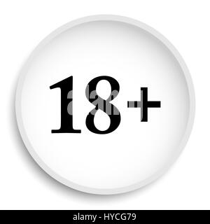 18 plus icon. 18 plus sito web pulsante su sfondo bianco. Foto Stock