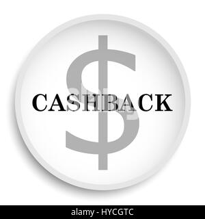 Cashback icona. Sito web di cashback pulsante su sfondo bianco. Foto Stock