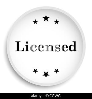 Icona con licenza. Licenza sito web pulsante su sfondo bianco. Foto Stock