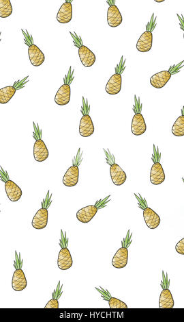 Carino ananas cartoon pattern. Foto Stock