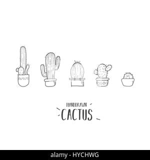 Cartoon carino cactus. cacti in pentole. Foto Stock