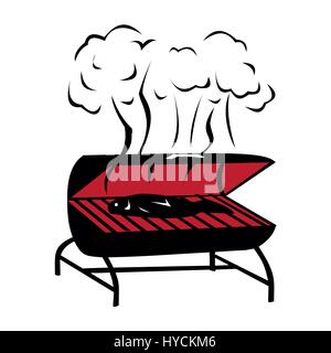 Vector nero grill barbecue icona su sfondo bianco Illustrazione Vettoriale