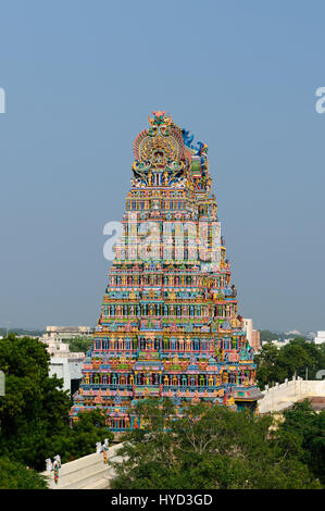 Meenakshi Sundareswarar Tempio di Madurai. Il Tamil Nadu, India. Si tratta di un tempio doppio, uno dei quali è dedicato a Meenakshi, e l'altro al Signore Sund Foto Stock