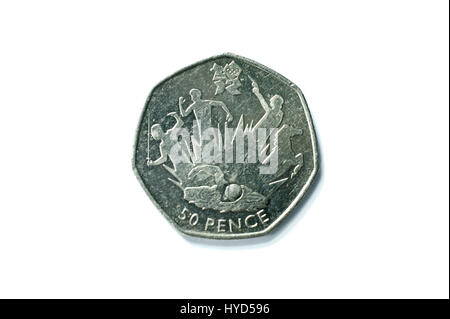 Singolare celebrazione 50 pence UK coin Foto Stock