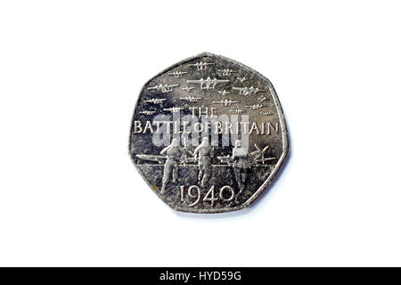 Singolare celebrazione 50 pence UK coin Foto Stock