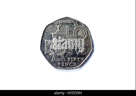 Singolare celebrazione 50 pence UK coin Foto Stock