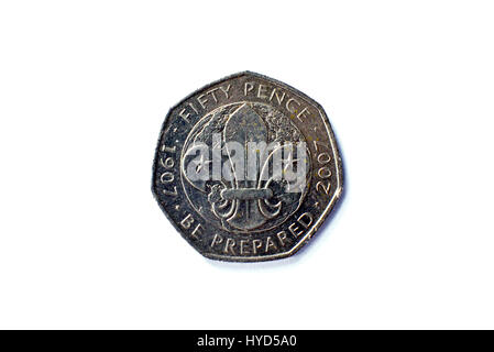 Singolare celebrazione 50 pence UK coin Foto Stock