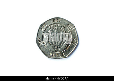 NHS celebrazione 50 pence UK coin Foto Stock