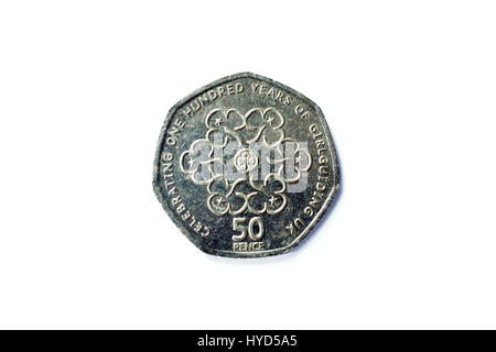 Singolare celebrazione 50 pence UK coin Foto Stock