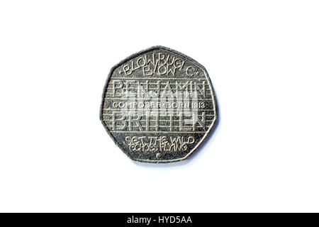 Singolare celebrazione 50 pence UK coin Foto Stock