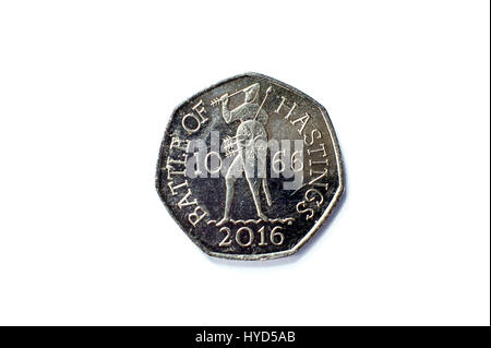 Singolare celebrazione 50 pence UK coin Foto Stock