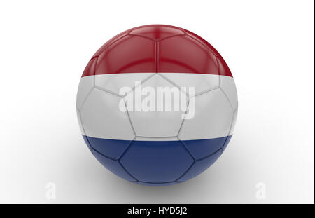 Pallone da calcio con Netherland bandiera isolati su sfondo bianco; il rendering 3D Foto Stock